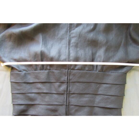 Vintage Nipon Boutique 100% Linen Knee Length Short Sleeve Black Dress Women 12 - Picture 11 of 11